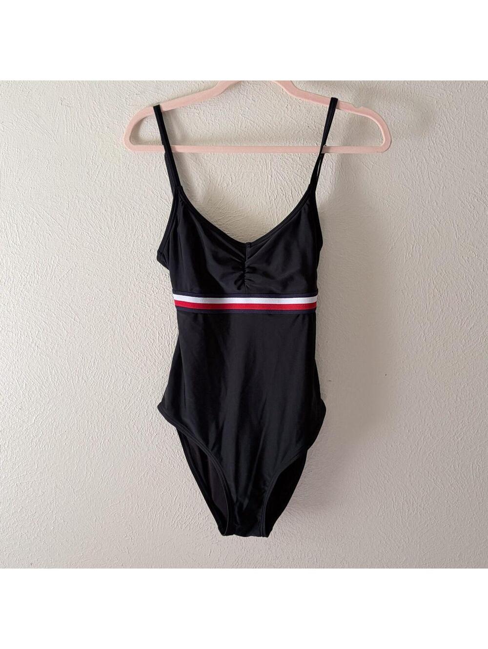 One Piece Swimsuit Tommy Hilfiger Black Red/White Stripe